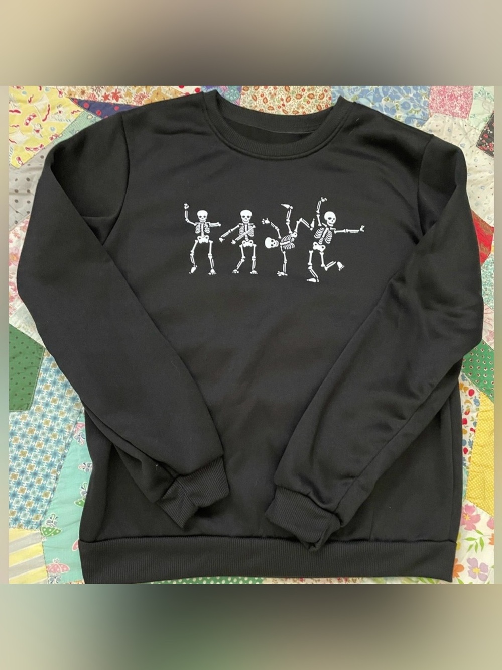 SHEIN Long Sleeve Sweatshirt Skeletons Black Color Size L Excellent Shape
